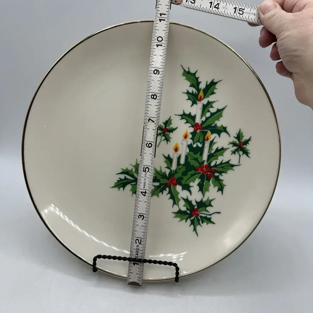 Vintage People Federal Savings Christmas Candles Holly Plate Platter 11